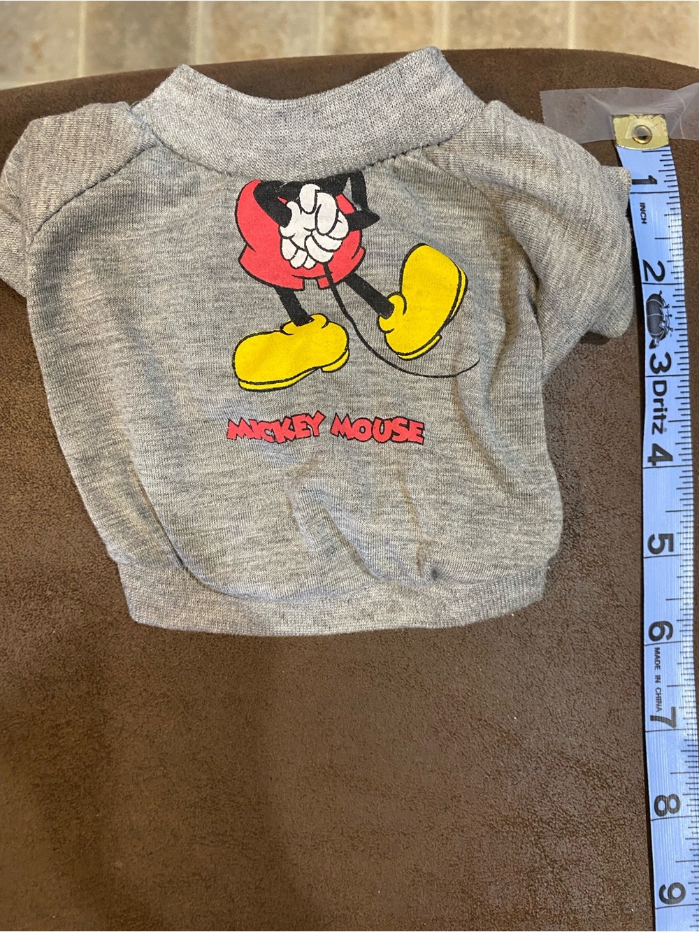 Mickey Mouse Grey Dog Sweatshirt with Yellow Shoe Graphic